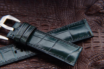 BESPOKE DARK GREEN CROCODILE LEATHER WATCH STRAP HDCS54