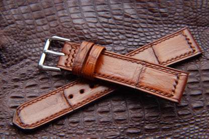 BESPOKE BROWN CROCODILE LEATHER WATCH STRAP HDCS71