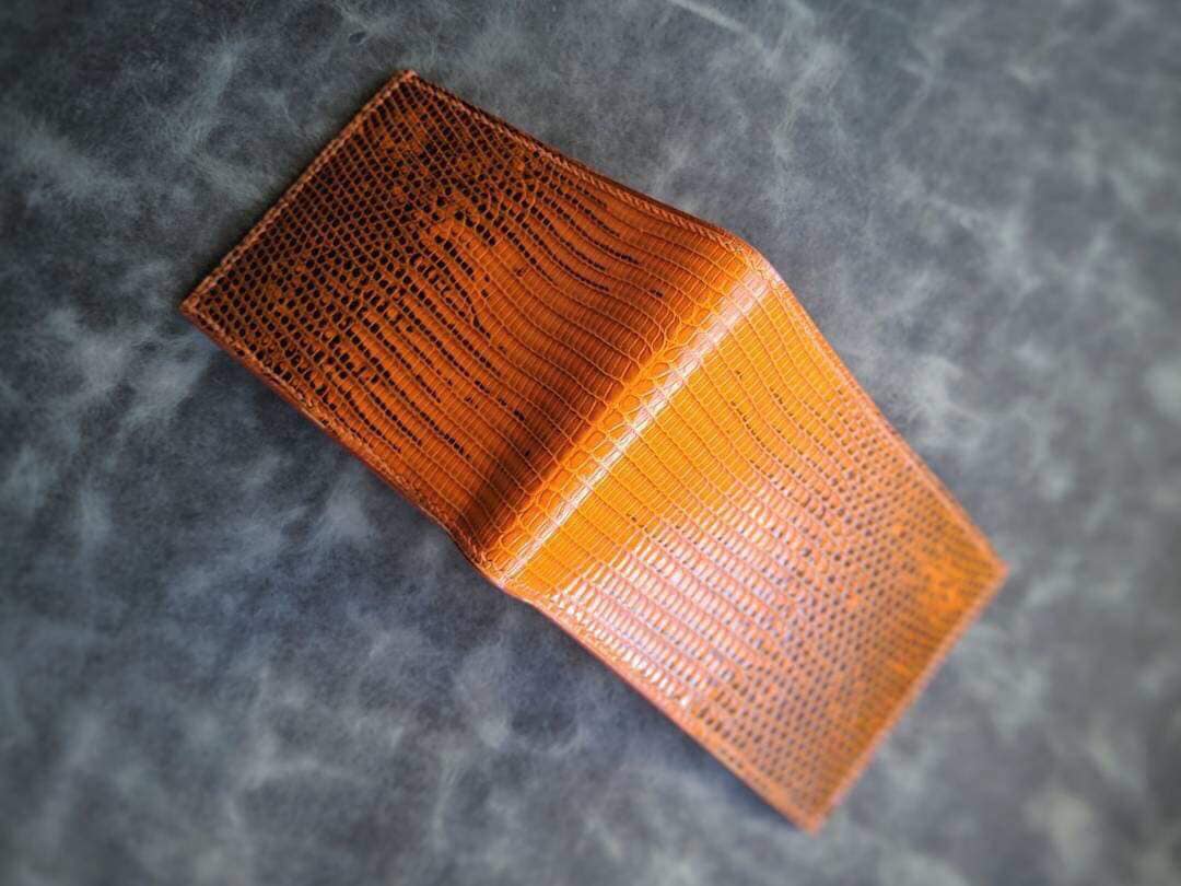 BESPOKE GENUINE ORANGE LIZARD BIFOLD MAN WALLET HDWA24