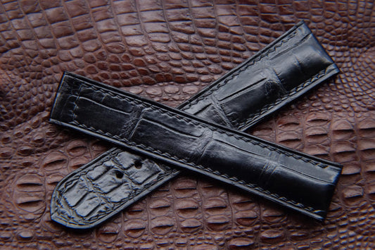 BESPOKE BLACK CROCODILE LEATHER WATCH STRAP HDCS51