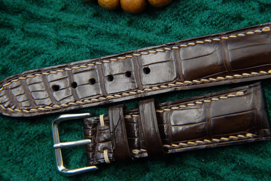 BESPOKE BROWN CROCODILE LEATHER WATCH STRAP HDCS68