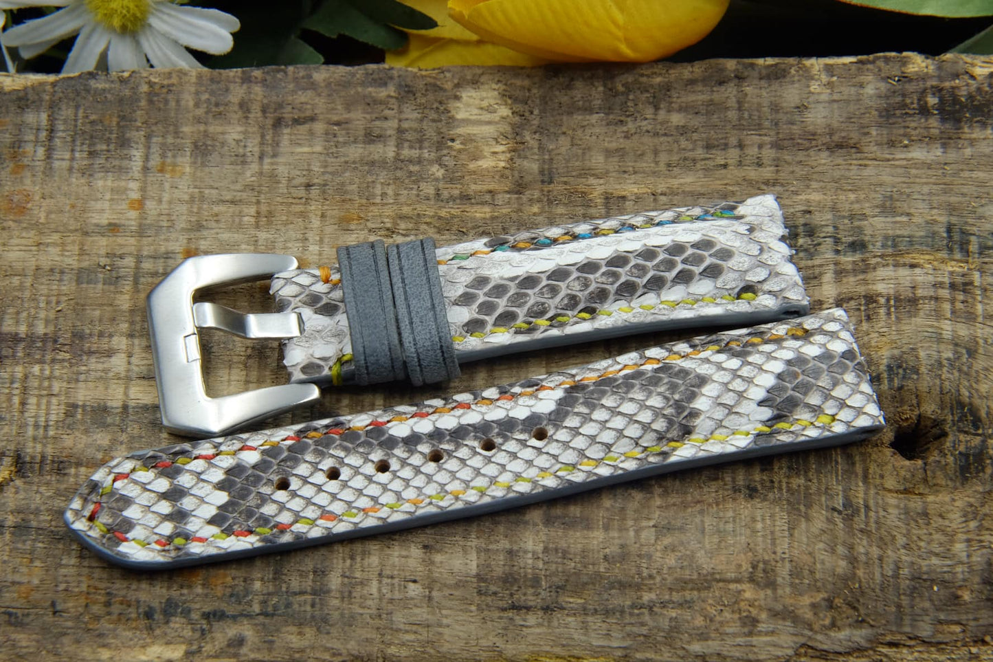 BESPOKE GENUINE WHITE PYTHON SKIN LEATHER STRAP HDPS03