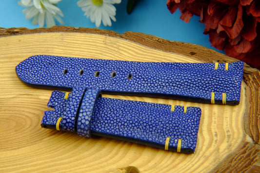 BESPOKE GENUINE NO PEARL BLUE STINGRAY LEATHER WATCH STRAP HDST21