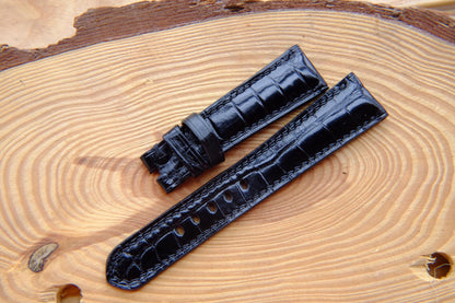 BESPOKE BLACK CROCODILE LEATHER WATCH STRAP HDCS60