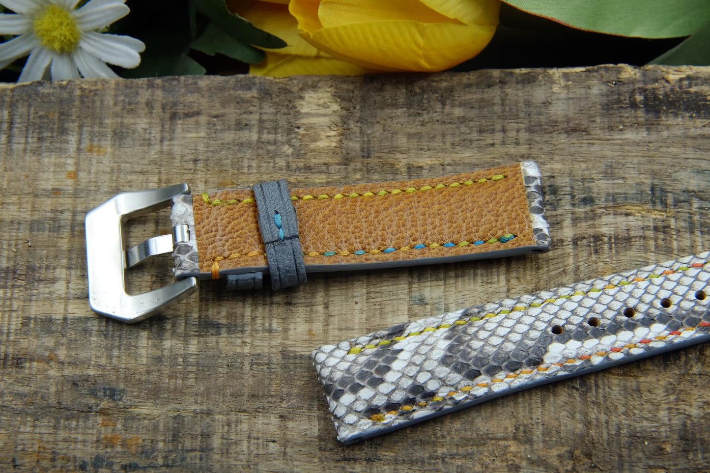 BESPOKE GENUINE WHITE PYTHON SKIN LEATHER STRAP HDPS03