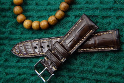 BESPOKE BROWN CROCODILE LEATHER WATCH STRAP HDCS68