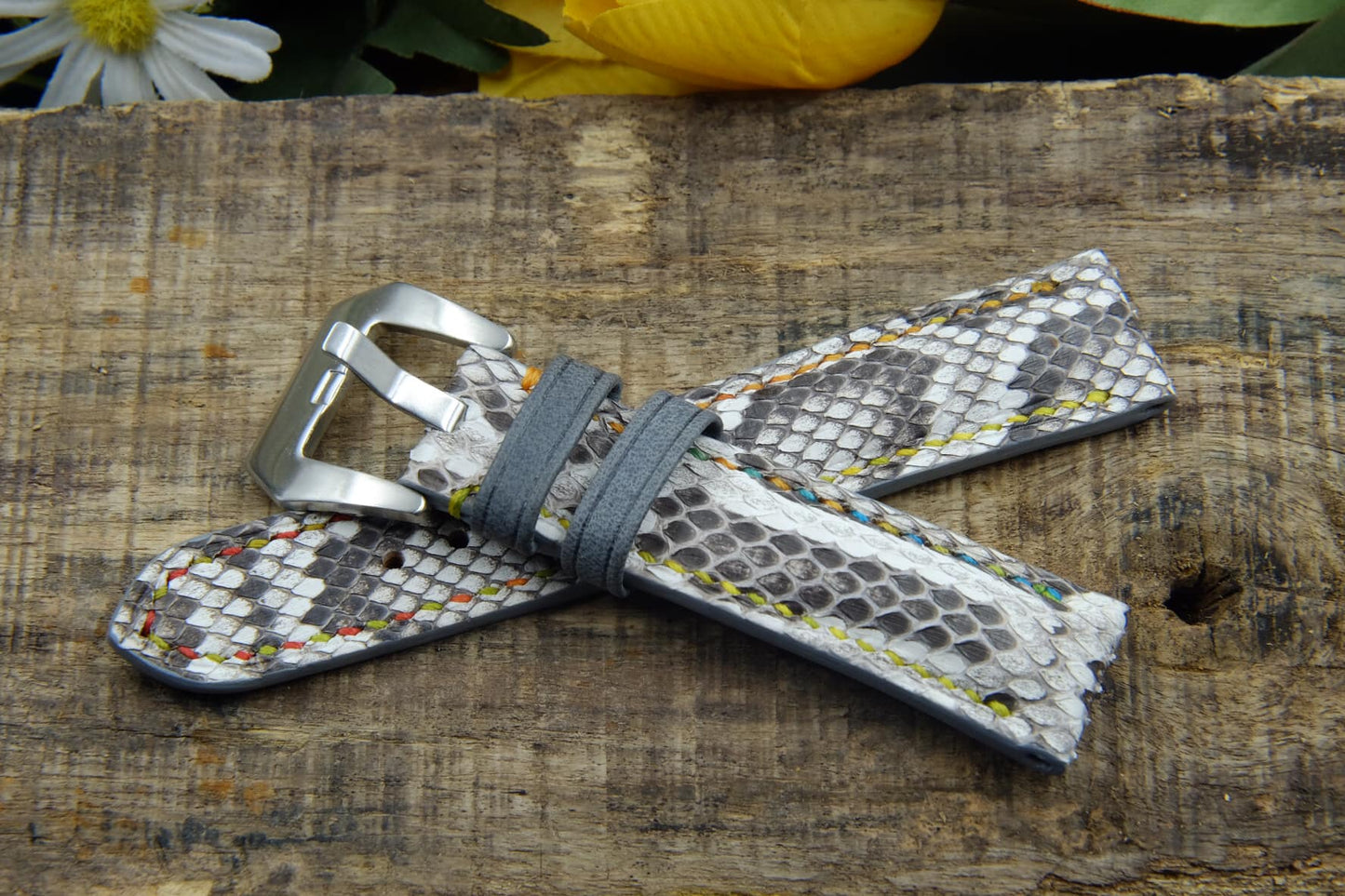 BESPOKE GENUINE WHITE PYTHON SKIN LEATHER STRAP HDPS03