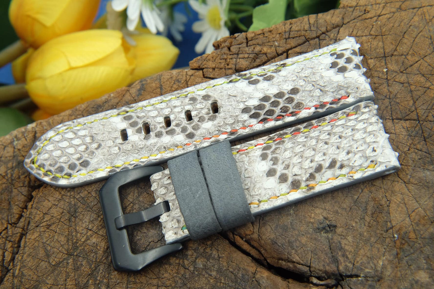 BESPOKE GENUINE WHITE PYTHON SKIN LEATHER STRAP HDPS02