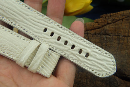 BESPOKE GENUINE WHITE SHARK SKIN LEATHER WATCH STRAP HDSH09