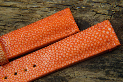 BESPOKE GENUINE NO PEARL ORANGE STINGRAY LEATHER WATCH STRAP HDST22