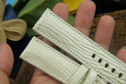 BESPOKE GENUINE WHITE SHARK SKIN LEATHER WATCH STRAP HDSH09