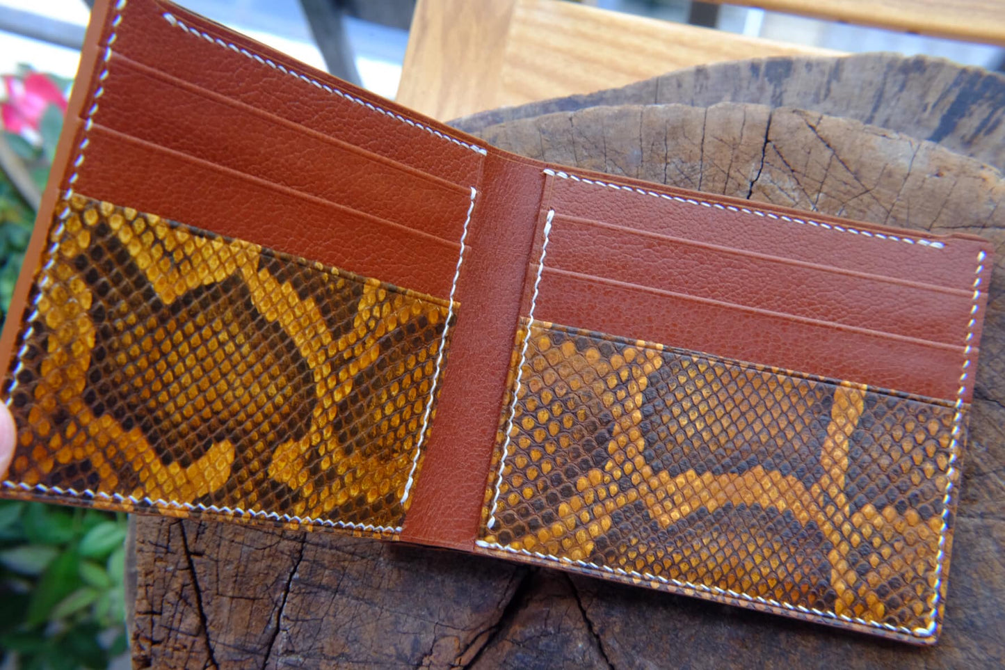 BESPOKE GENUINE BROWN PYTHON BIFOLD MAN WALLET HDWA11