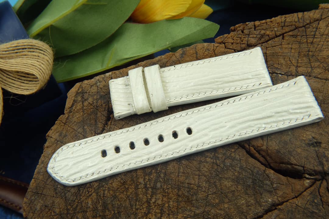 BESPOKE GENUINE WHITE SHARK SKIN LEATHER WATCH STRAP HDSH09