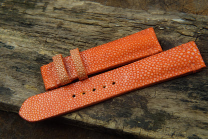 BESPOKE GENUINE NO PEARL ORANGE STINGRAY LEATHER WATCH STRAP HDST22