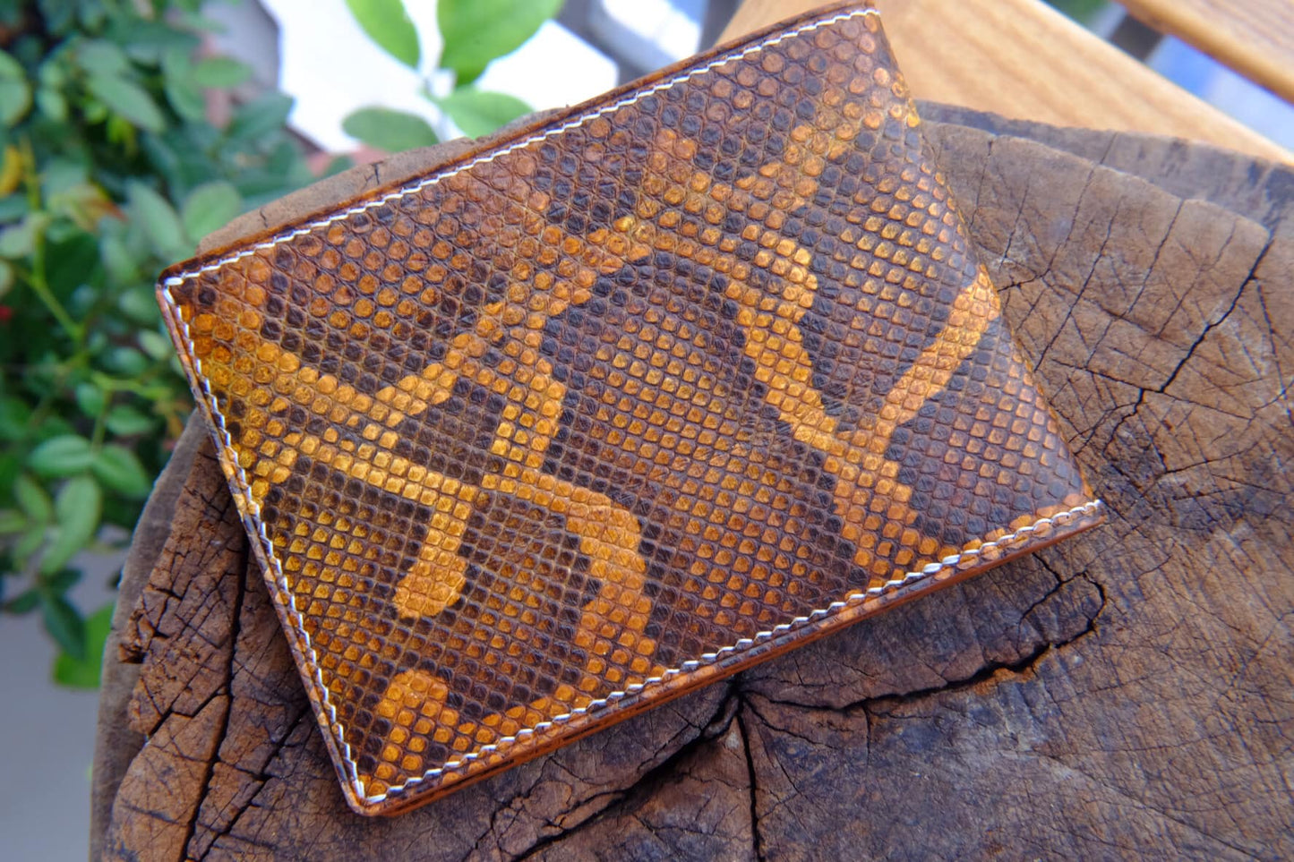 BESPOKE GENUINE BROWN PYTHON BIFOLD MAN WALLET HDWA11