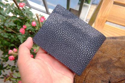 BESPOKE GENUINE BLACK STINGRAY BIFOLD MAN WALLET HDWA10