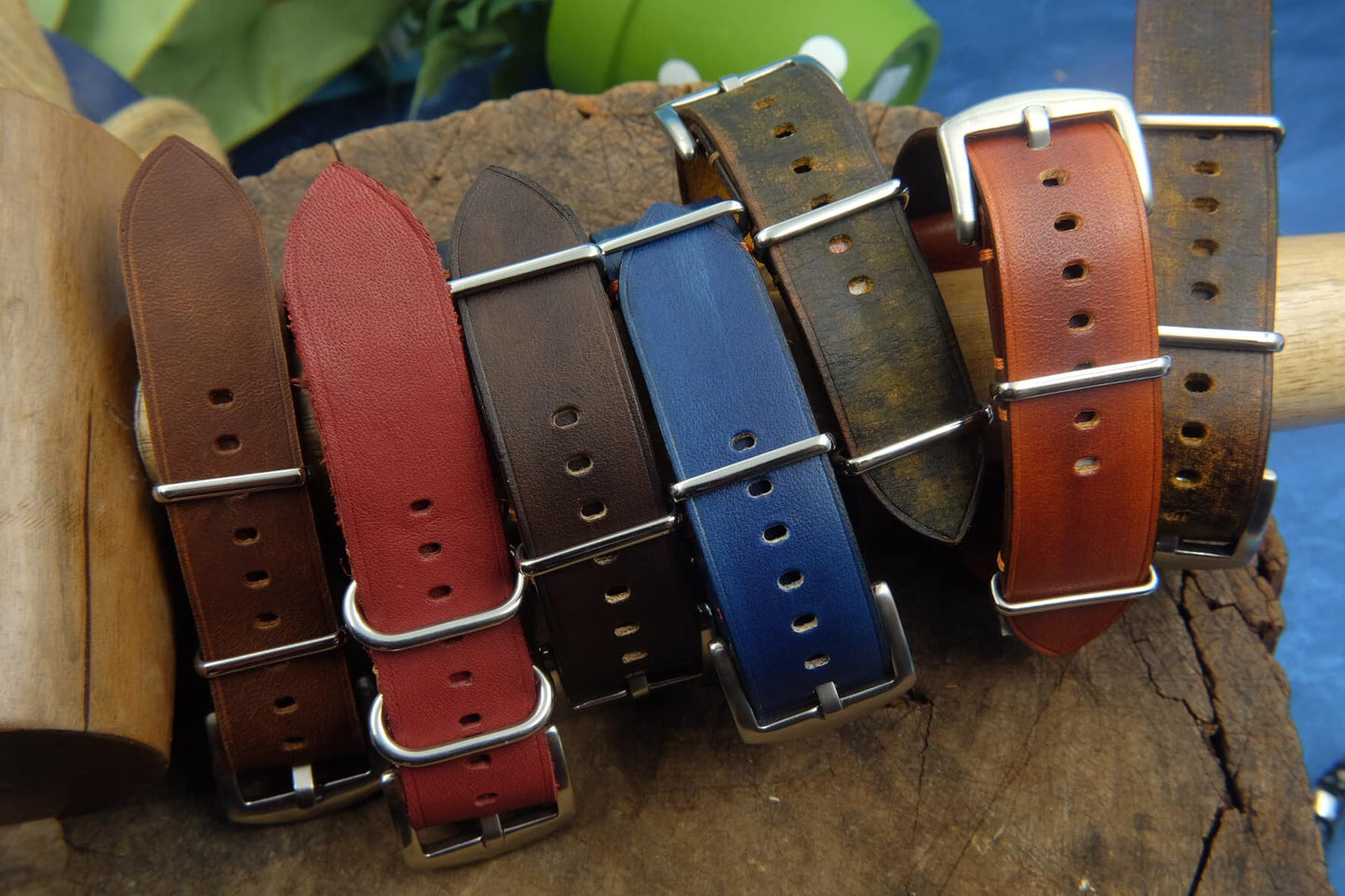 BESPOKE GENUINE MULTICOLOR   LEATHER NATO STRAP HDNS01