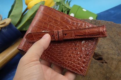 BESPOKE GENUINE BROWN CROCODILE BIFOLD MAN WALLET HDWA23