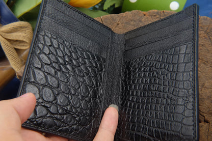 BESPOKE GENUINE BLACK CROCODILE BIFOLD MAN WALLET HDWA22