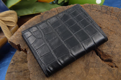 BESPOKE GENUINE BLACK CROCODILE BIFOLD MAN WALLET HDWA22