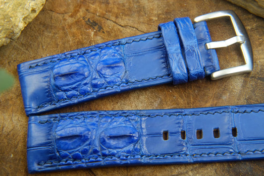 BESPOKE GENUINE BLUE CROCODILE SKIN LEATHER STRAP HDCS18