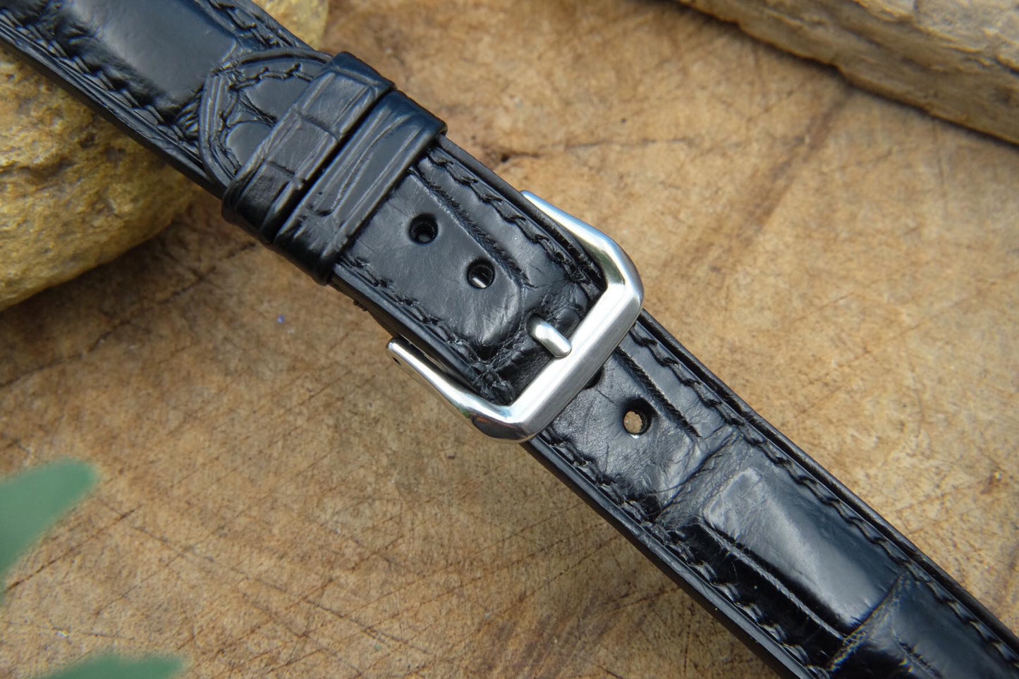 BESPOKE GENUINE BLACK CROCODILE LEATHER WATCH STRAP BAND FOR PANERAI HDPAM06