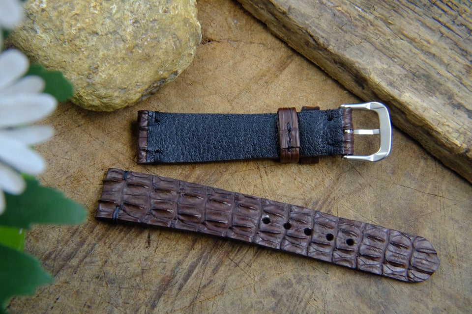 BESPOKE GENUINE CROCODILE BABY CROCODILE HORNBACKS LEATHER WATCH STRAP HDCS39