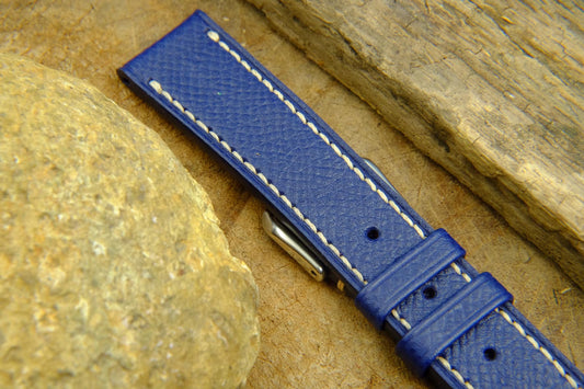 NAVY BLUE EPSOM LEATHER WATCH STRAP HDEP06