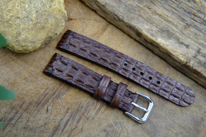 BESPOKE GENUINE DARK BROWN CROCODILE SKIN LEATHER STRAP HDCS22