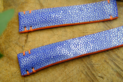 BESPOKE GENUINE NO PEARL BLUE STINGRAY LEATHER WATCH STRAP HDST25