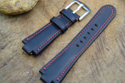 BESPOKE GENUINE BLACK ORIS SKIN LEATHER STRAP HDOR02