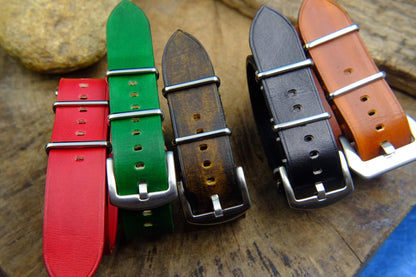 BESPOKE GENUINE MULTICOLOR   LEATHER NATO STRAP HDNS01