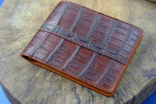 BESPOKE GENUINE DARK BROWN CROCODILE BIFOLD MAN WALLET HDWA21