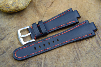 BESPOKE GENUINE BLACK ORIS SKIN LEATHER STRAP HDOR02