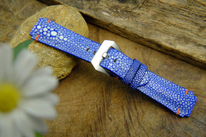 BESPOKE GENUINE ONE PEARL BLUE STINGRAY LEATHER WATCH STRAP HDST32