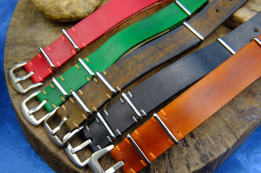 BESPOKE GENUINE MULTICOLOR   LEATHER NATO STRAP HDNS01