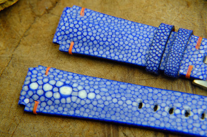 BESPOKE GENUINE ONE PEARL BLUE STINGRAY LEATHER WATCH STRAP HDST32