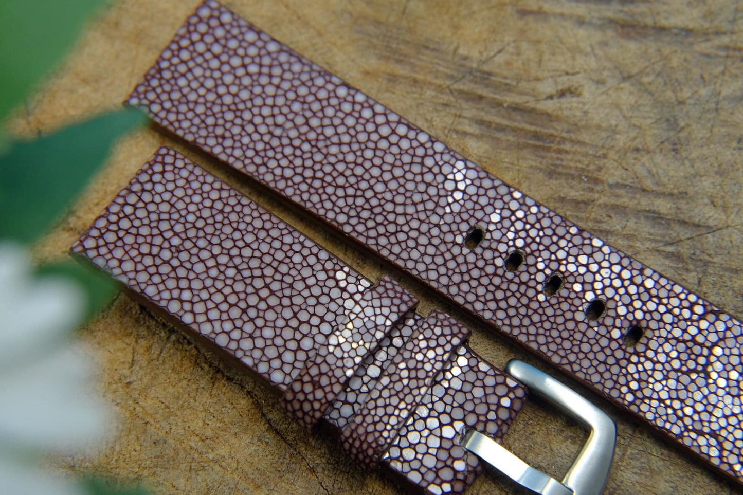 BESPOKE GENUINE NO PEARL PURPLE STINGRAY LEATHER WATCH STRAP HDST33