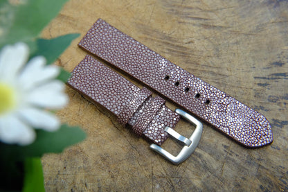 BESPOKE GENUINE NO PEARL PURPLE STINGRAY LEATHER WATCH STRAP HDST33