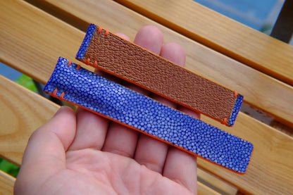 BESPOKE GENUINE NO PEARL BLUE STINGRAY LEATHER WATCH STRAP HDST39