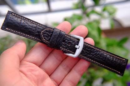 BESPOKE GENUINE BLACK SHARK SKIN LEATHER WATCH STRAP HDSH05