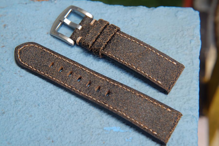 BESPOKE GREY DISTRESSED COW LEATHER WATCH STRAP BAND HDLE02