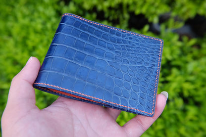 BESPOKE GENUINE BLUE CROCODILE BIFOLD MAN WALLET HDWA17