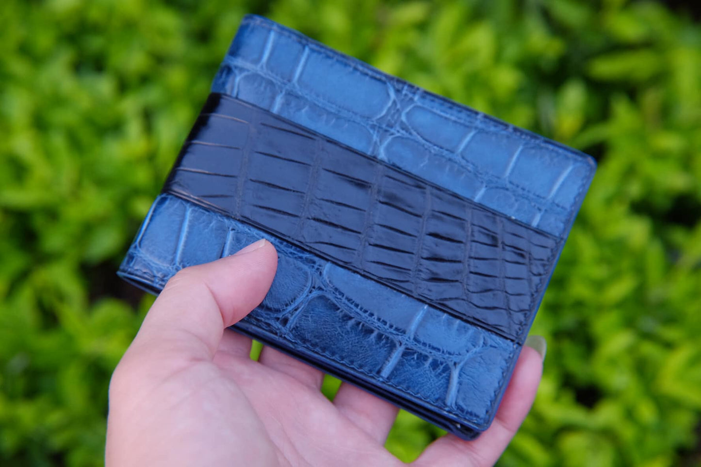 BESPOKE GENUINE BLUE CROCODILE BIFOLD MAN WALLET HDWA08