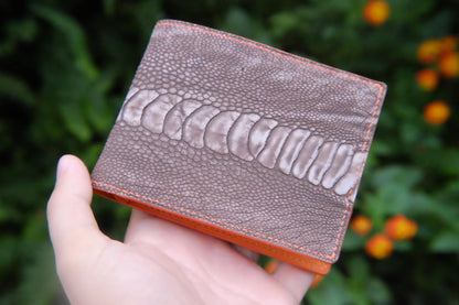 BESPOKE GENUINE BROWN OSTRICH BIFOLD MAN WALLET HDWA69