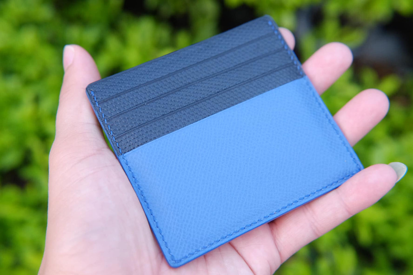 BESPOKE GENUINE BLUE EPSOM CARD HOLDER WALLET HDWA01