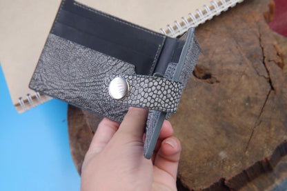 BESPOKE GENUINE GREY OSTRICH BIFOLD MAN WALLET HDWA02