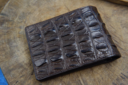 BESPOKE GENUINE BROWN CROCODILE BIFOLD MAN WALLET HDWA05