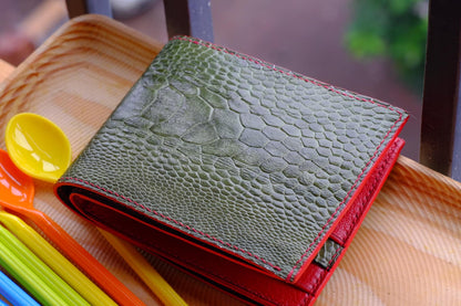 BESPOKE GENUINE GREEN OSTRICH BIFOLD MAN WALLET HDWA12