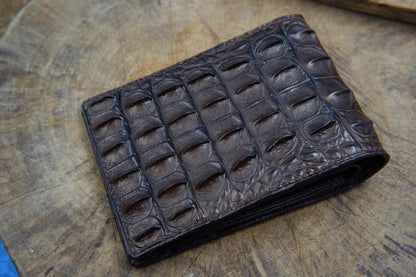 BESPOKE GENUINE BROWN CROCODILE BIFOLD MAN WALLET HDWA05